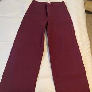 Burgundy MADEWELL size 30 waist SLIM EMMETT WIDE-LEG